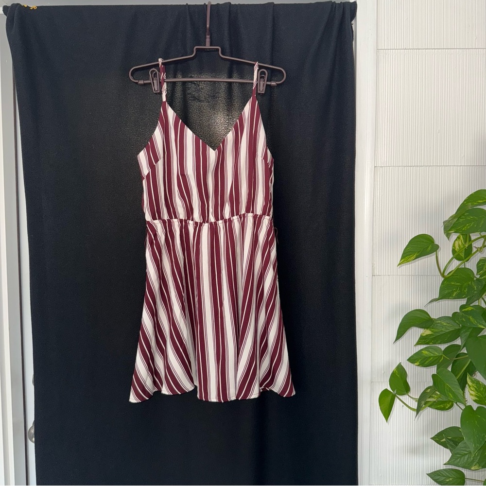 Striped Burgundy and White Dress
